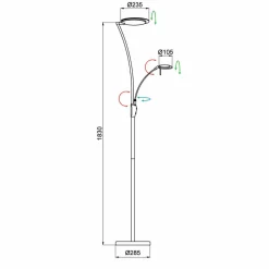 Aluminor Kitel 89 lampadaire LED avec liseuse LED| Lampadaires Led|Lampadaires