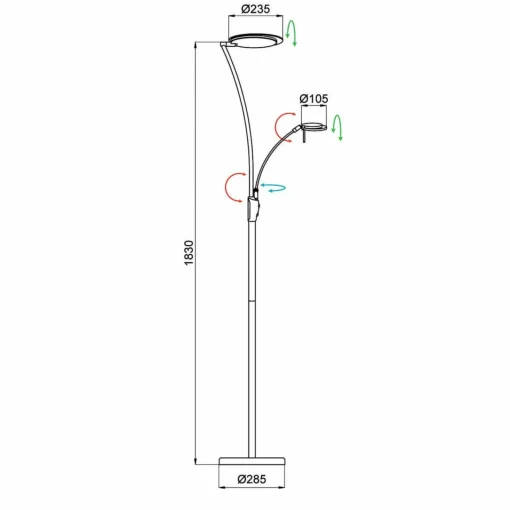 Aluminor Kitel 89 lampadaire LED avec liseuse LED| Lampadaires Led|Lampadaires