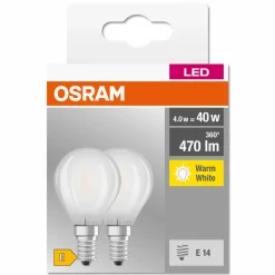 OSRAM Ampoule goutte LED E14 4 W 827 maté x2| Ampoules Led E14|Ampoules Led