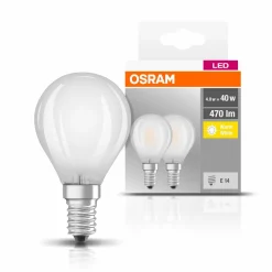 OSRAM Ampoule goutte LED E14 4 W 827 maté x2| Ampoules Led E14|Ampoules Led