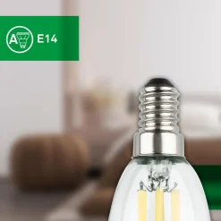 Briloner Ampoule LED bougie E14 2,5W claire 3000K 525 lm EEK A 2er| Ampoules Filament|Ampoules Filament