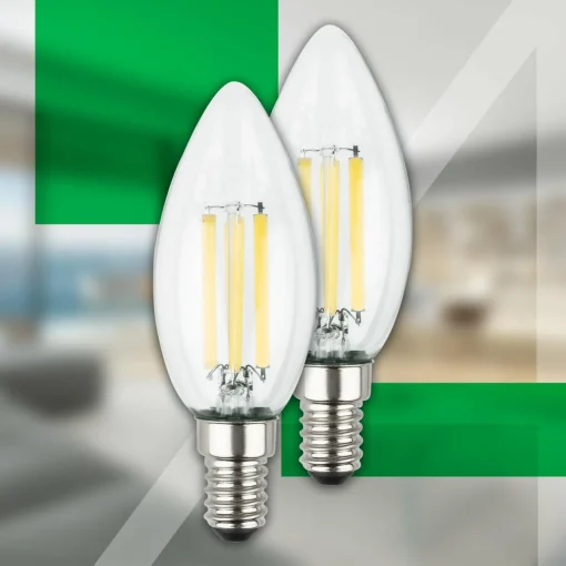 Briloner Ampoule LED bougie E14 2,5W claire 3000K 525 lm EEK A 2er| Ampoules Filament|Ampoules Filament