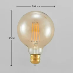 Arcchio Ampoule LED E27 G95 6,5 W 2 500 K ambre| Lampes Led À Intensité Variable|Ampoules Led