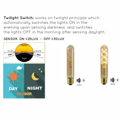 Lucide Ampoule LED E27 tube T30 4 W 2 200 K ambre capteur| Ampoules Led E27|Ampoules Led