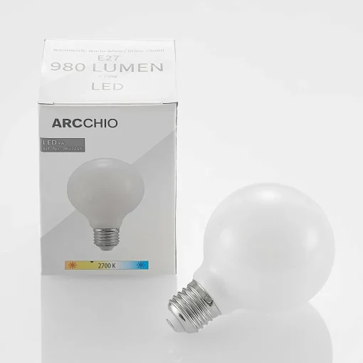 Arcchio Ampoule LED E27 8W G80 2 700 K opale, 2x| Lampes Led À Intensité Variable|Ampoules Led