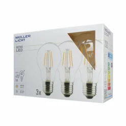 Müller-Licht Ampoule LED E27 4 W 2 700 K filament, par 3, 470lm| Ampoules Filament|Ampoules Filament
