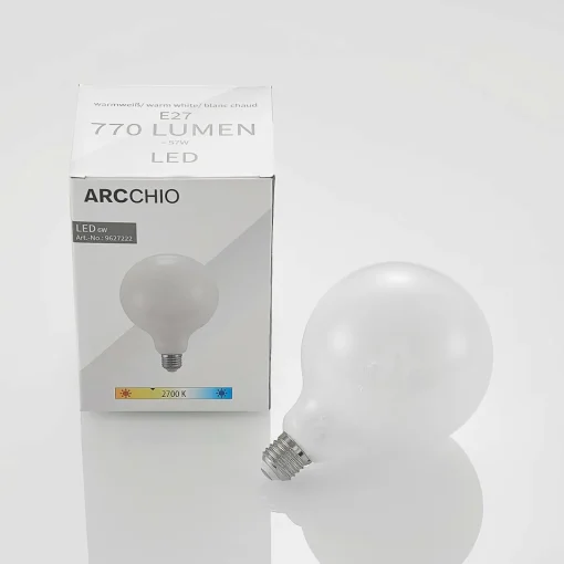 Arcchio Ampoule LED E27 6W 2 700K G125 dimmable opale 3x| Lampes Led À Intensité Variable|Ampoules Led