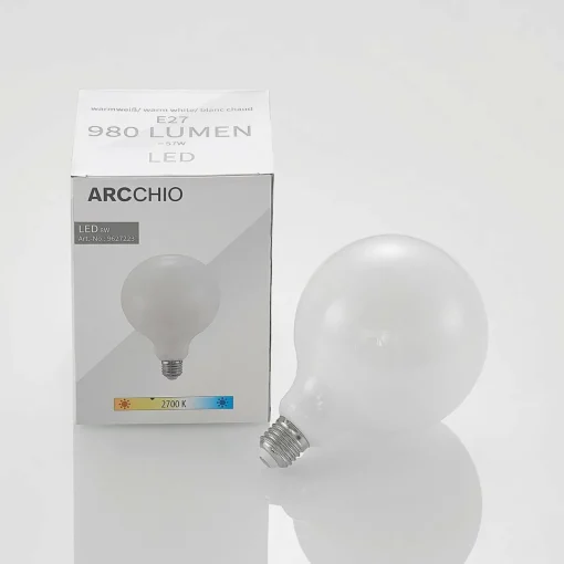 Arcchio Ampoule LED E27 8W 2 700K G125 dimmable opale 2x| Lampes Led À Intensité Variable|Ampoules Led