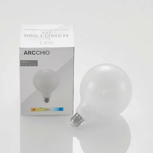 Arcchio Ampoule LED E27 8 W 2 700 K G125 globe, opale| Lampes Led À Intensité Variable|Ampoules Led