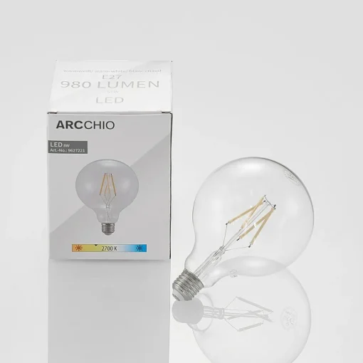 Arcchio Ampoule LED E27 8 W 2 700 K G125 globe, filament| Lampes Led À Intensité Variable|Ampoules Led