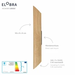 Elobra Applique LED Colombia, chêne naturel| Appliques Murales Led|Appliques Murales