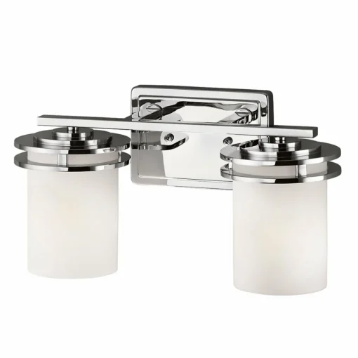 KICHLER Applique LED Hendrik IP44 chromée/verre, 2 lampes| Appliques Murales Led|Appliques Murales