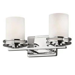 KICHLER Applique LED Hendrik IP44 chromée/verre, 2 lampes| Appliques Murales Led|Appliques Murales