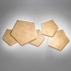 Selène Applique LED Pleiadi à feuilles d'or, à 5 lampes| Appliques Murales Led|Appliques Murales