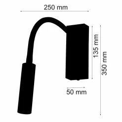 Busch Applique LED Rocco, noir mat, bras flex rouge| Appliques Murales Led|Appliques Murales