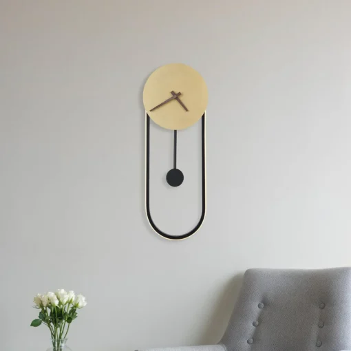 Globo Applique LED Sussy, horloge, noire/dorée| Appliques Murales Led|Appliques Murales