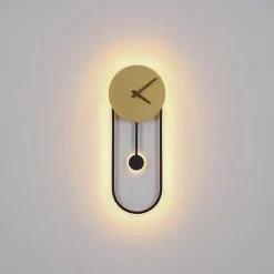 Globo Applique LED Sussy, horloge, noire/dorée| Appliques Murales Led|Appliques Murales