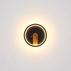 Globo Applique LED Sussy, horloge, noire/bois foncé| Appliques Murales Led|Appliques Murales