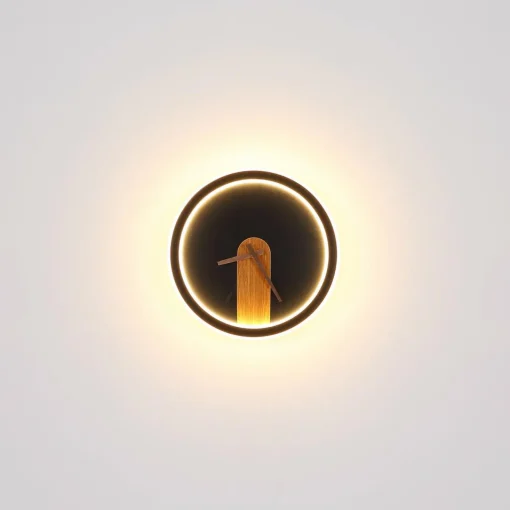 Globo Applique LED Sussy, horloge, noire/bois foncé| Appliques Murales Led|Appliques Murales
