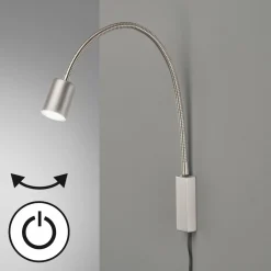FISCHER & HONSEL Applique murale LED Justi, couleur nickel, hauteur 52 cm, métal| Appliques Murales Led|Appliques Murales