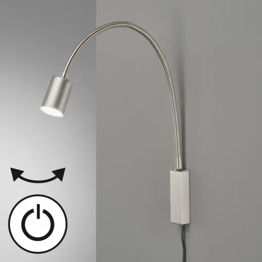 FISCHER & HONSEL Applique murale LED Justi, couleur nickel, hauteur 52 cm, métal| Appliques Murales Led|Appliques Murales