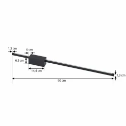 Lucande Applique murale LED Skaila, noir, longueur 90cm, 3.000 K| Appliques Murales Led|Appliques Murales