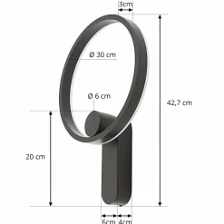 Lucande Applique murale LED Yekta, indirecte, noire, 10,5W| Luminaires Led D'Intérieur