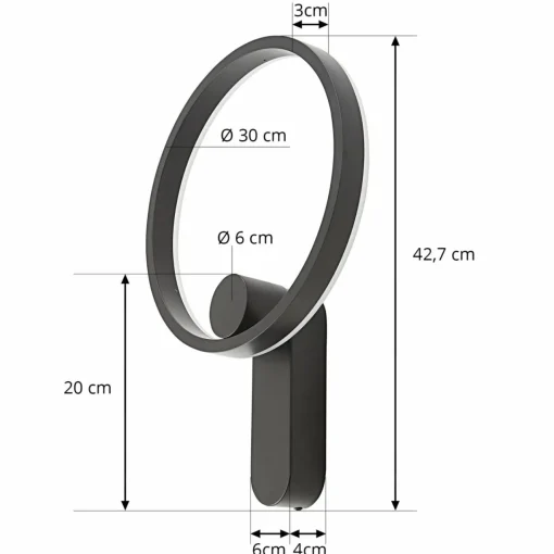 Lucande Applique murale LED Yekta, indirecte, noire, 10,5W| Luminaires Led D'Intérieur