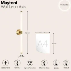 Maytoni Applique murale LED Axis, doré, hauteur 63 cm| Appliques Murales Led|Appliques Murales