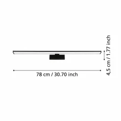 EGLO Applique murale LED Pandella 1, longueur 78 cm, noir, aluminium| Appliques Murales Led|Appliques Murales