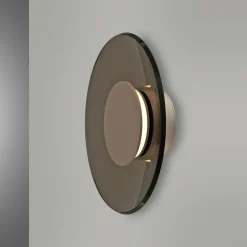 PURE Applique murale LED Moon, bronze, Ø 32 cm, verre/aluminium| Appliques Murales Led|Appliques Murales