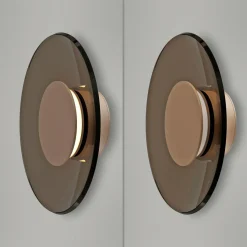 PURE Applique murale LED Moon, bronze, Ø 32 cm, verre/aluminium| Appliques Murales Led|Appliques Murales