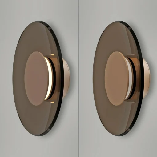PURE Applique murale LED Moon, bronze, Ø 32 cm, verre/aluminium| Appliques Murales Led|Appliques Murales