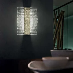 Masiero Applique murale LED Vegas, verticale, hauteur 38 cm, verre cristal| Appliques Murales Led|Appliques Murales