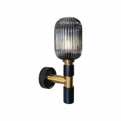 Schuller Valencia Applique murale Norma, à 1 lampe, verre, noir/laiton, fumé| Appliques Murales Led|Appliques Murales