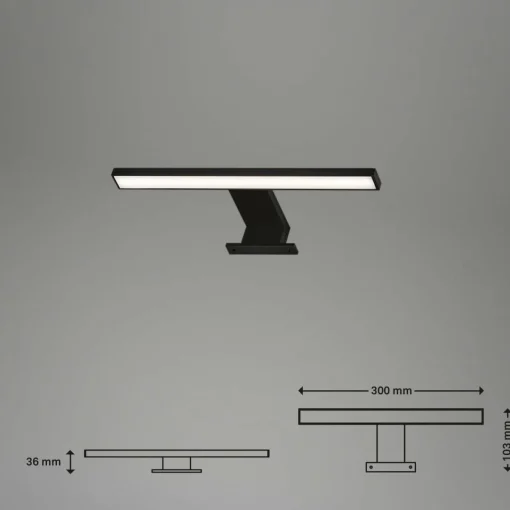 Briloner Applique pour miroir LED Dun Brilo, IP44, largeur 30 cm| Appliques Murales Led|Appliques Murales