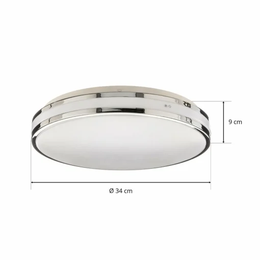 Arcchio Sinovu plafonnier pour salle de bain LED, chrome, 34 cm| Luminaires Led D'Intérieur