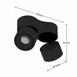 Arcchio Spot pour plafond LED Rotari, 8,9W, à 2 lampes, noir| Plafonniers Led|Plafonniers
