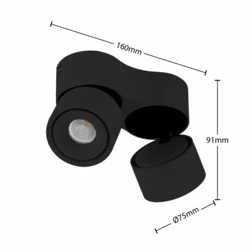 Arcchio Spot pour plafond LED Rotari, 8,9W, à 2 lampes, noir| Plafonniers Led|Plafonniers