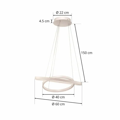 Arcchio Suspension LED Albiona, blanc, 2 anneaux, Ø 60 cm| Suspensions Led|Suspensions