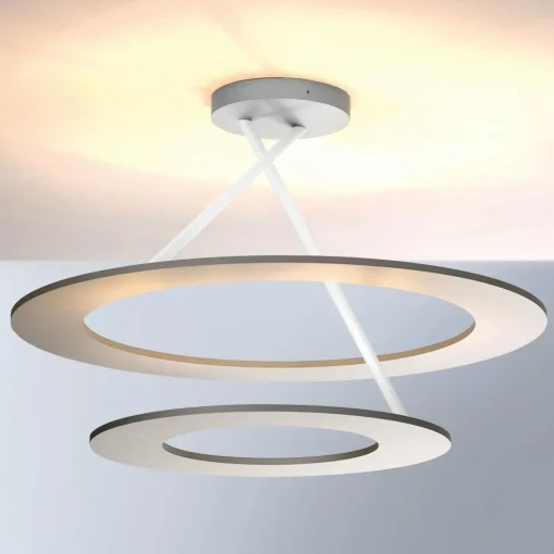 BOPP Stella plafonnier LED 2 anneaux alu/blanc| Plafonniers Led|Plafonniers