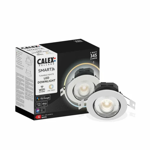 Calex Smart Downlight plafonnier encastré, blanc| Spots Encastrés Led|Luminaires Led D'Intérieur