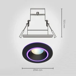 Calex Smart Halo downlight encastré CCT RVB noir| Spots Encastrés Led|Luminaires Led D'Intérieur