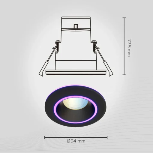 Calex Smart Halo downlight encastré CCT RVB noir| Spots Encastrés Led|Luminaires Led D'Intérieur