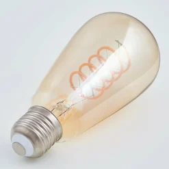 Lindby E27 LED-Rustika Curved Line 4W, 1.800K, ambre| Ampoules Led E27|Ampoules Led