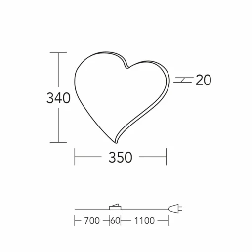HerzBlut Applique murale LED Cœur mini, 34 cm, bois, connecteur| Appliques Murales Led|Appliques Murales
