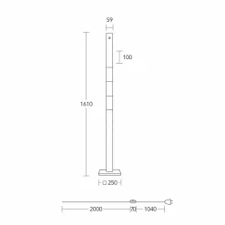 HerzBlut Lampe sur pied LED Lana del nero, bois, intensité variable| Lampadaires Led|Lampadaires