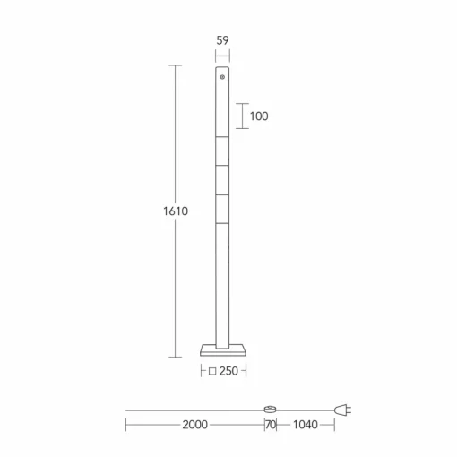 HerzBlut Lampe sur pied LED Lana del bronco, bois, intensité variable| Lampadaires Led|Lampadaires