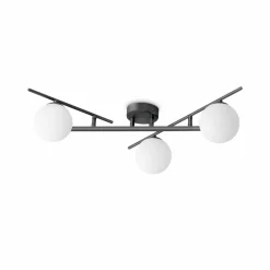 Ideallux Ideal Lux plafonnier Atlas noir à 3 lampes métal verre| Plafonniers Led|Plafonniers