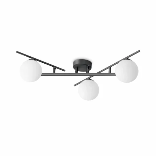 Ideallux Ideal Lux plafonnier Atlas noir à 3 lampes métal verre| Plafonniers Led|Plafonniers